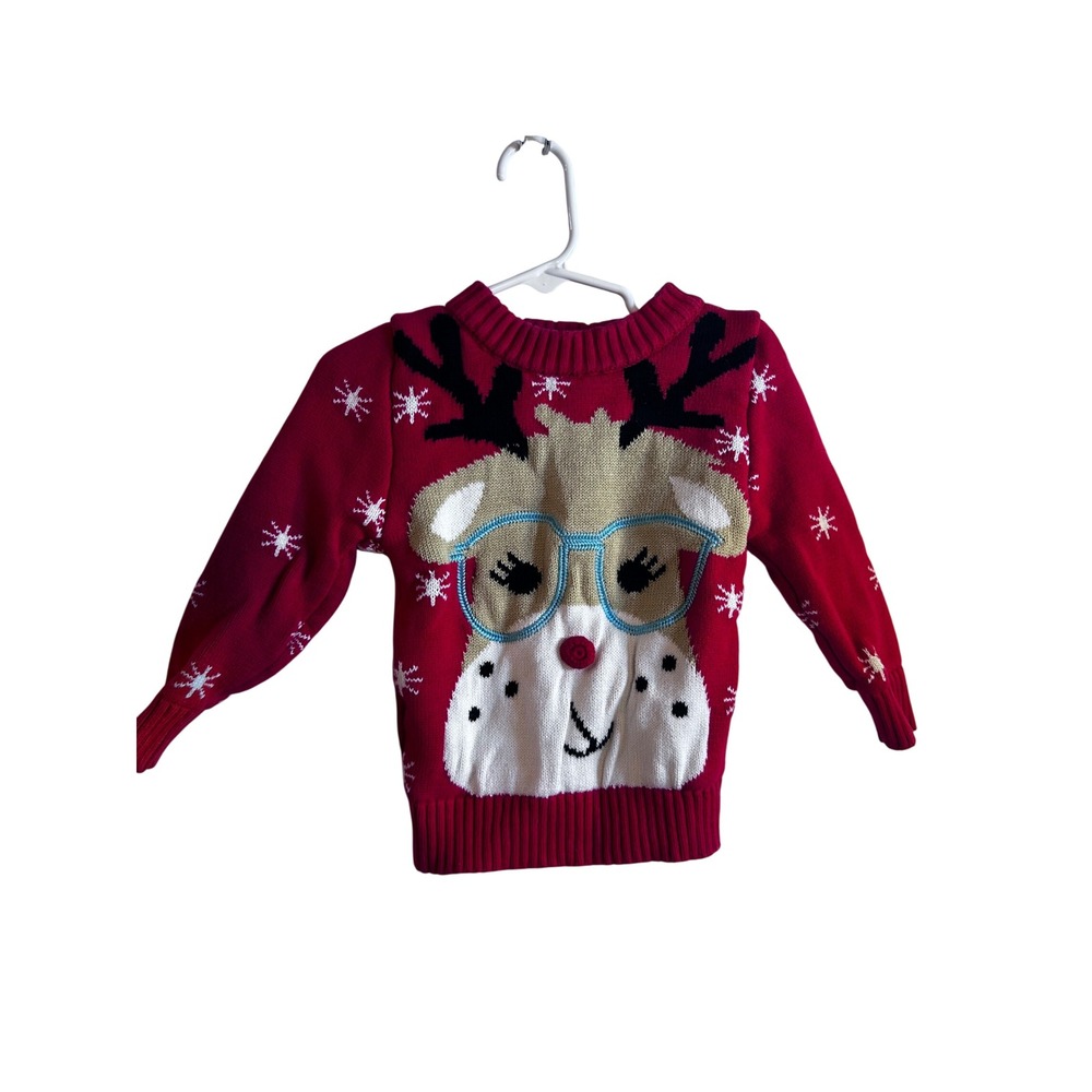 Velius Reindeer Sweater 1-2T Red Snowflake Holiday Kids